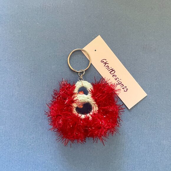 Handmade Bag Charm, Keychain Charm, Crochet Affordable Gift, Floral Keychain - Picture 2 of 5